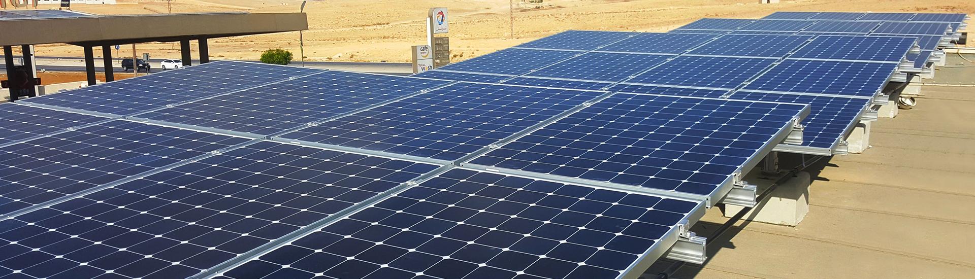 An installation of SunPower Solar Panels on the rooftop of a TotalEnergies​ service station in Jordan.

